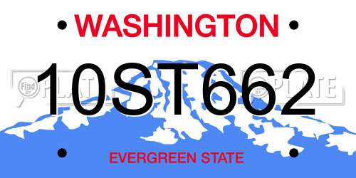 10ST662 Washington License Plate