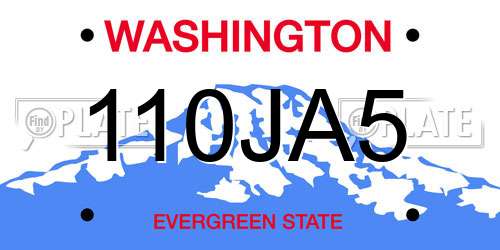 110JA5 Washington License Plate