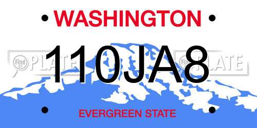 110JA8 Washington License Plate