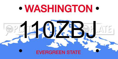 110ZBJ Washington License Plate