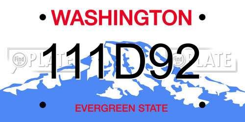 111D92 Washington License Plate