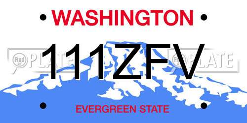 111ZFV Washington License Plate