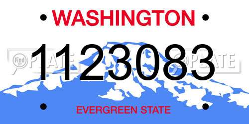 1123083 Washington License Plate