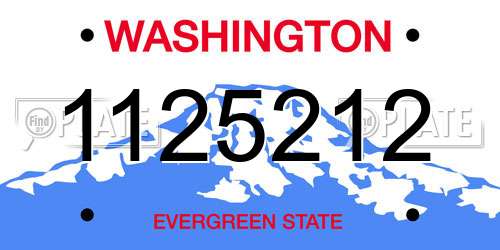 1125212 Washington License Plate
