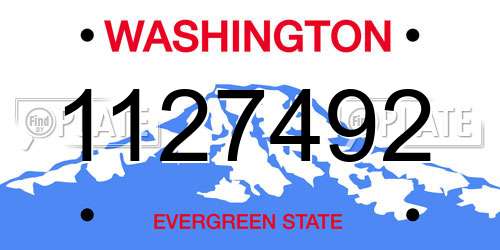 1127492 Washington License Plate