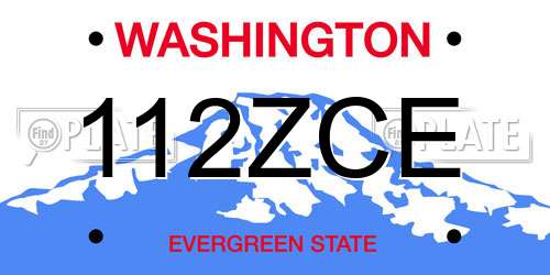 112ZCE Washington License Plate