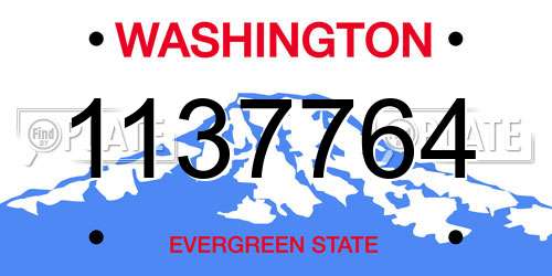 1137764 Washington License Plate
