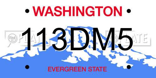 113DM5 Washington License Plate