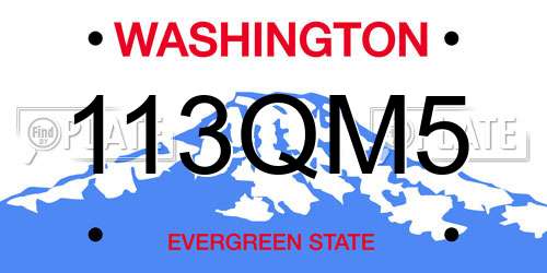 113QM5 Washington License Plate