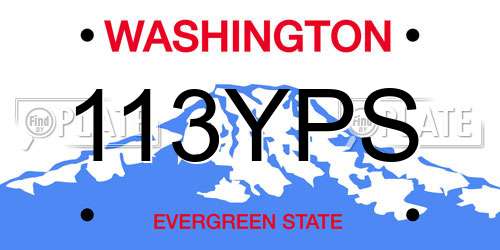 113YPS Washington License Plate