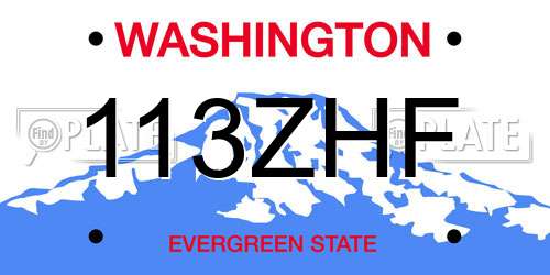 113ZHF Washington License Plate
