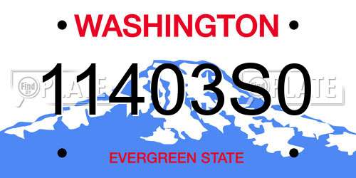 11403S0 Washington License Plate