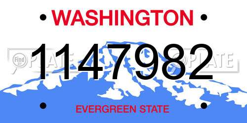 1147982 Washington License Plate