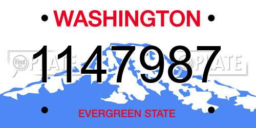 1147987 Washington License Plate