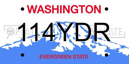 114YDR Washington License Plate