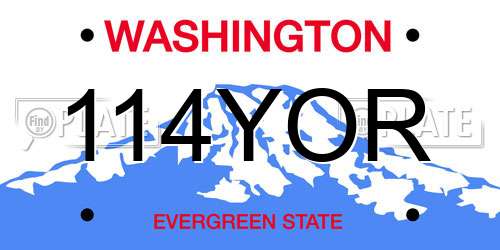 114YOR Washington License Plate