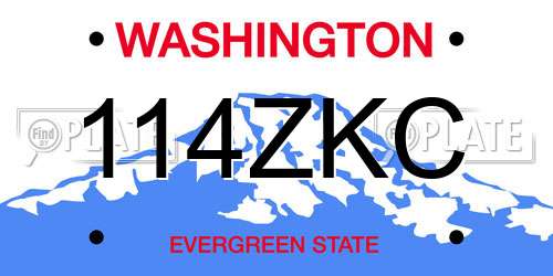114ZKC Washington License Plate