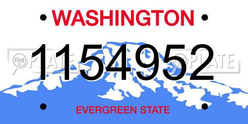 1154952 Washington License Plate
