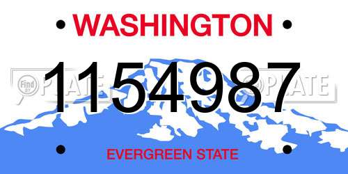 1154987 Washington License Plate