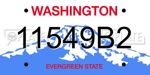11549B2 Washington License Plate
