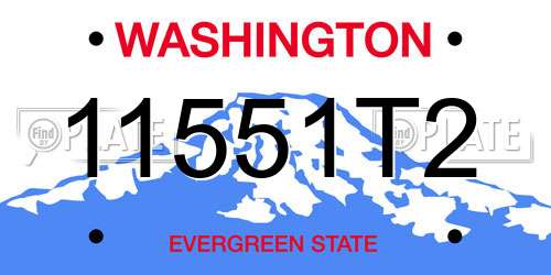 11551T2 Washington License Plate