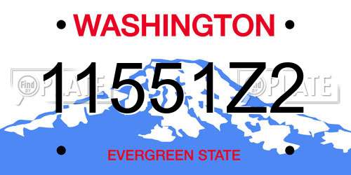11551Z2 Washington License Plate