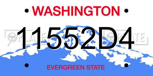 11552D4 Washington License Plate