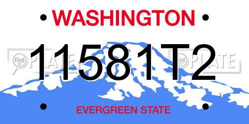 11581T2 Washington License Plate