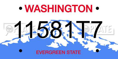 11581T7 Washington License Plate