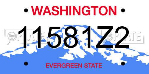 11581Z2 Washington License Plate