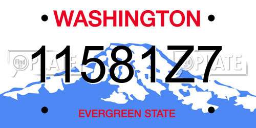11581Z7 Washington License Plate