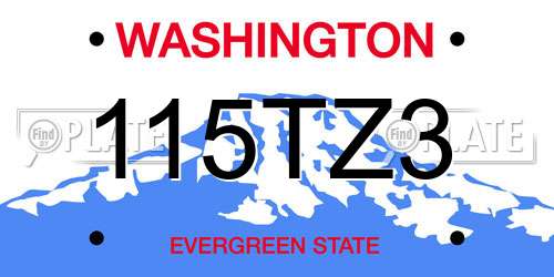 115TZ3 Washington License Plate