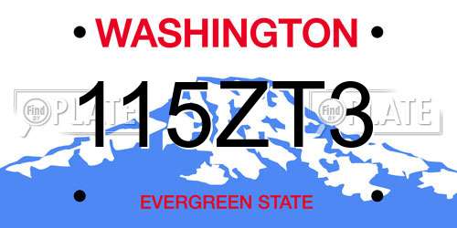 115ZT3 Washington License Plate