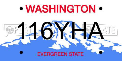 116YHA Washington License Plate