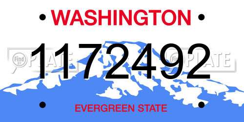 1172492 Washington License Plate