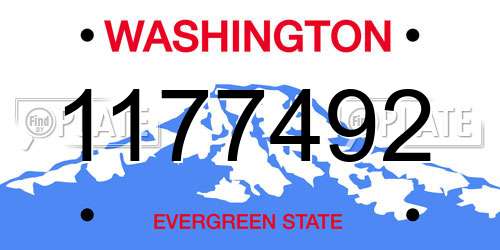 1177492 Washington License Plate