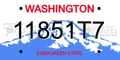 11851T7 Washington License Plate