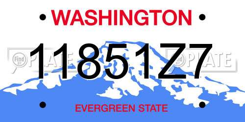 11851Z7 Washington License Plate