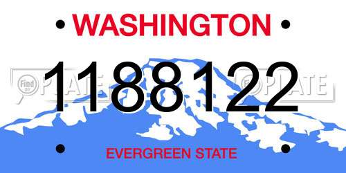 1188122 Washington License Plate