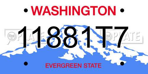 11881T7 Washington License Plate
