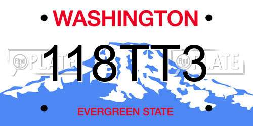 118TT3 Washington License Plate