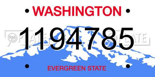 1194785 Washington License Plate