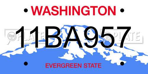 11BA957 Washington License Plate