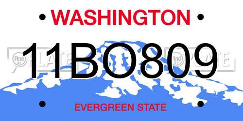 11BO809 Washington License Plate
