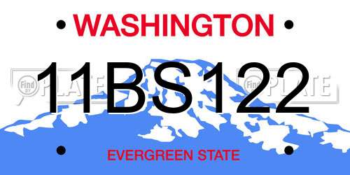 11BS122 Washington License Plate