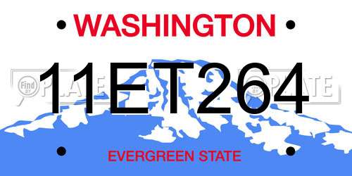 11ET264 Washington License Plate