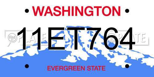 11ET764 Washington License Plate