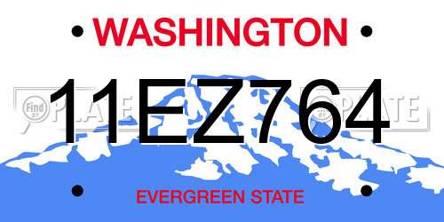 11EZ764 Washington License Plate