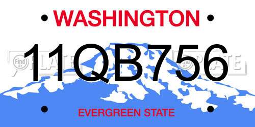 11QB756 Washington License Plate