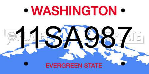 11SA987 Washington License Plate
